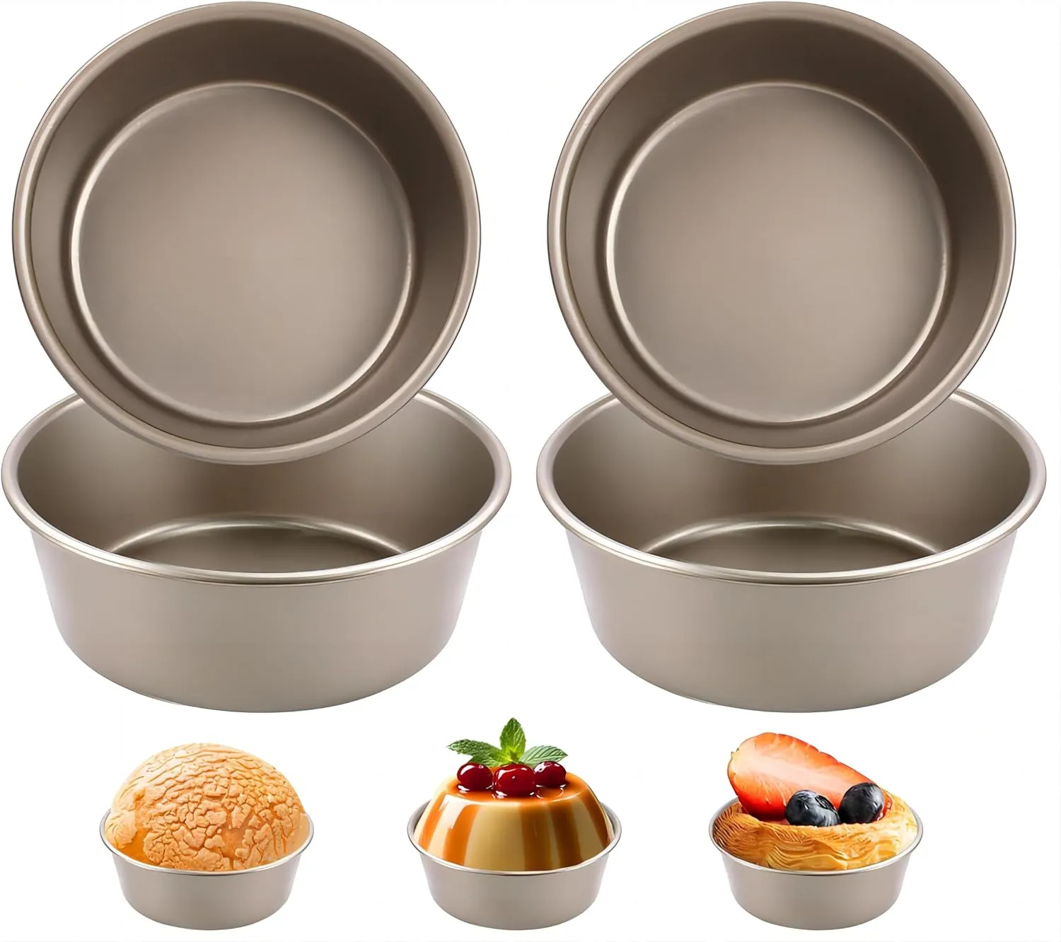 4 Moules à Gâteaux avec Revêtement Antiadhésif -Ø 11 cm/Hauteur 4 cm V 