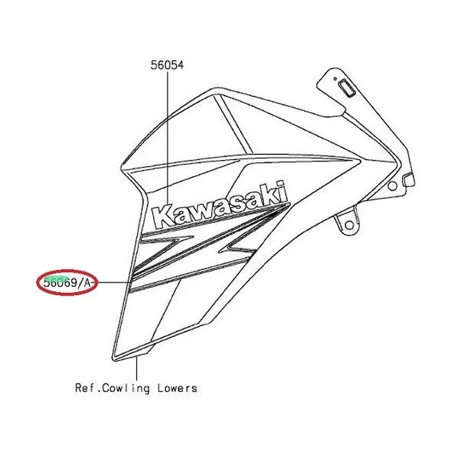 Achat autocole,cope,gauche KAWASAKI MOTOSHOP 35