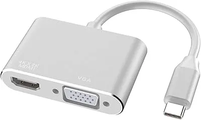 Adaptateur usb c vers hdmi vga 2 en 1, connecteur hub de type 