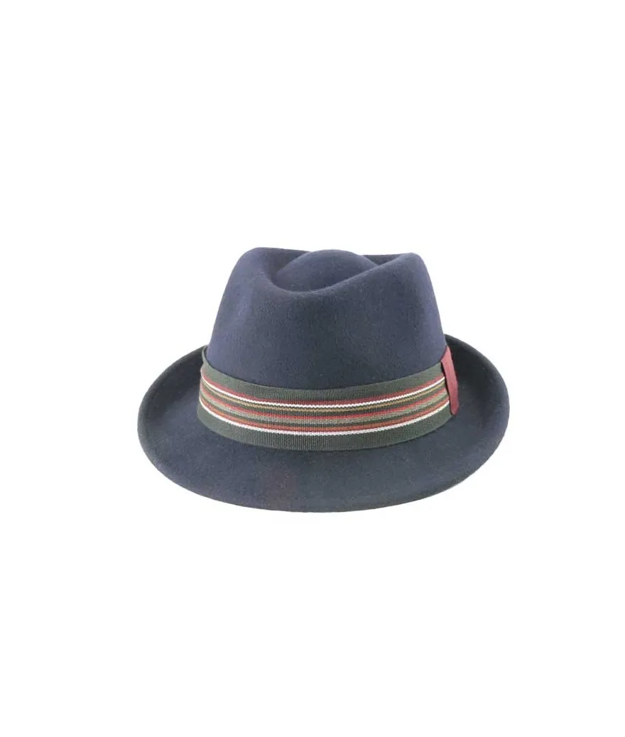 Alphonse Trilby Wool Felt Foldable Hat in Navy Blue