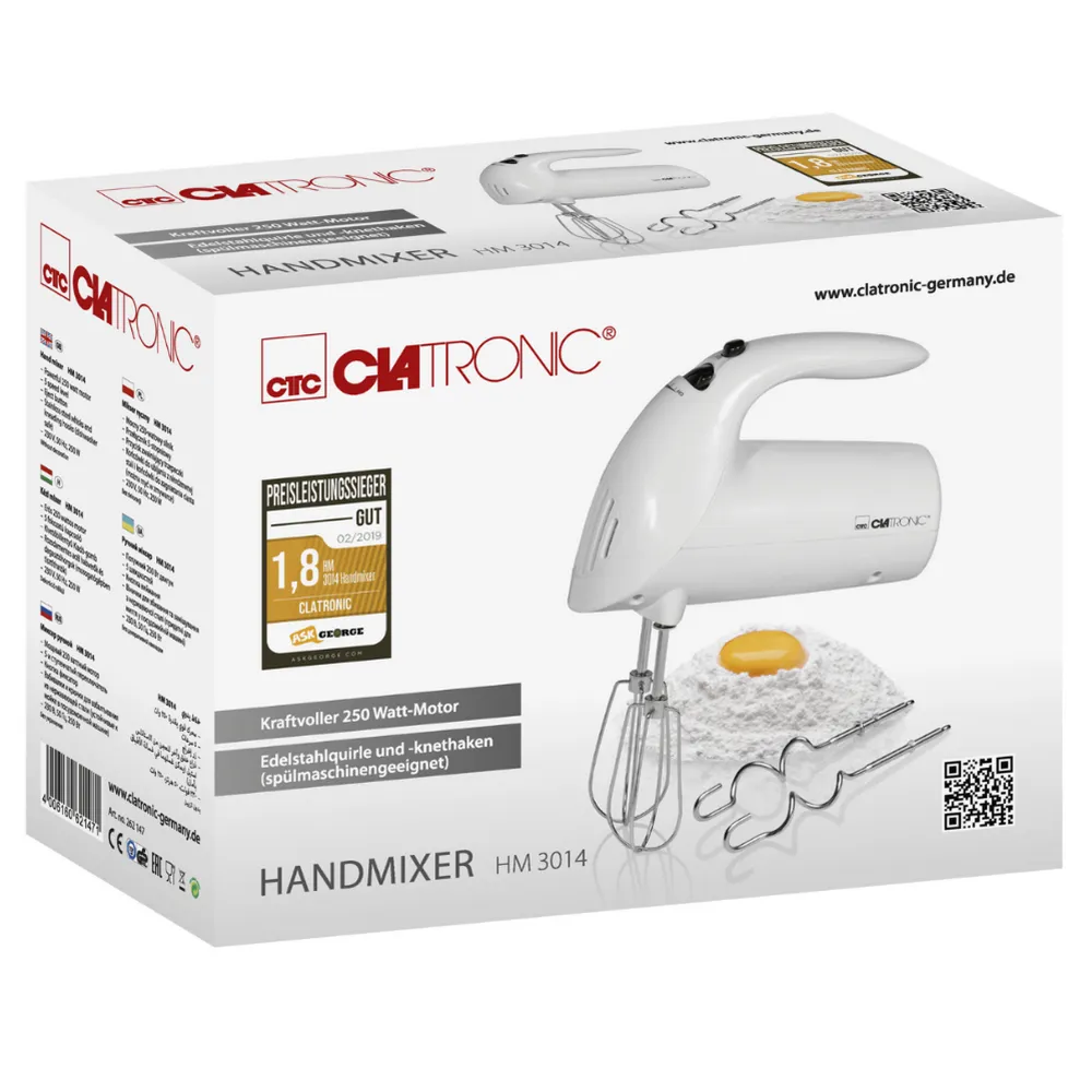 Batteur À Main 2en1 5 Vitesses 250W Clatronic HM 3014 – Blanc