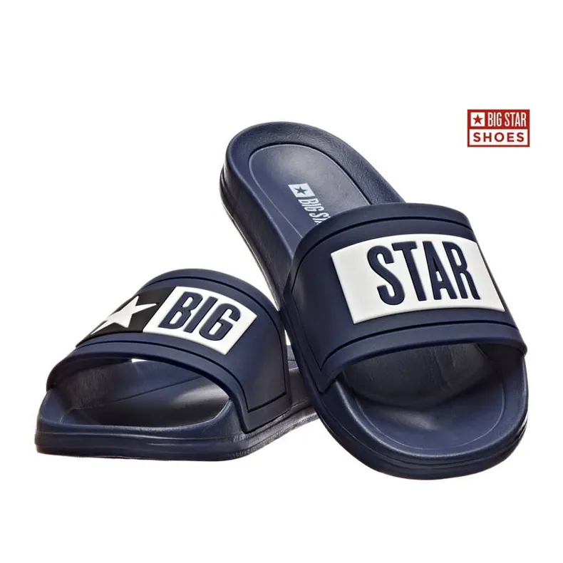 Big Star Navy Blue Rubber Beach Slippers DD274A265.