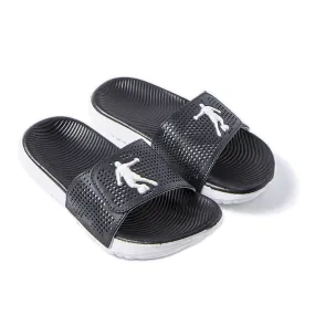 Black and white rubber sandals from Athens.
