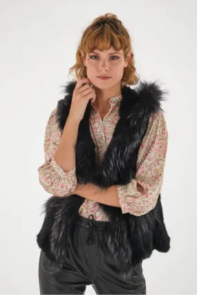 Black Fur Hooded Vest, Cesare Nori Selection - Product | Cesare Nori