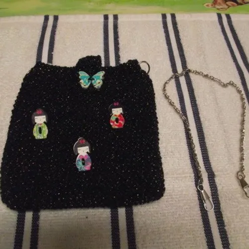 Black glossy handmade wool creation - must see description - sold as pictured.