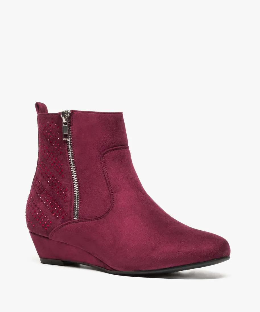 girls' glitter sparkly top velvet red boots and booties