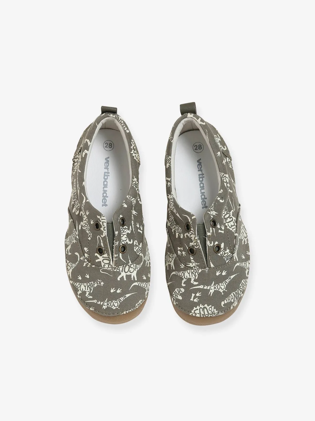 Boys' Canvas Dinosaur Print Glow-in-the-Dark Slip-On Shoes - Vertbaudet