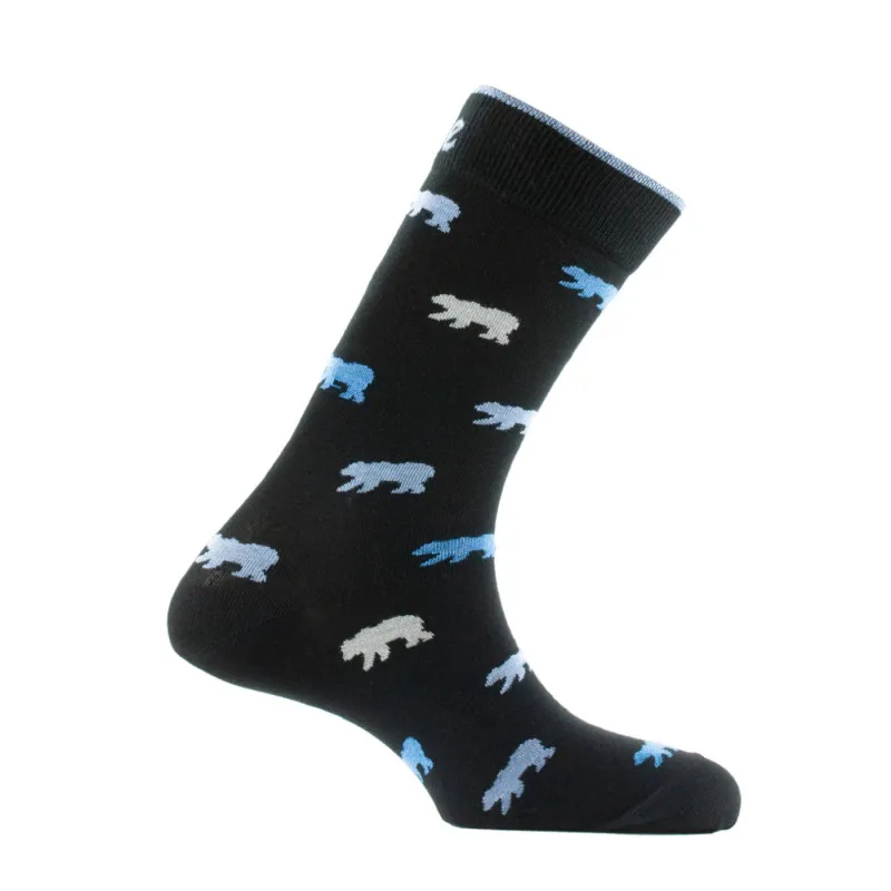 Cotton Bear Pattern Socks Made in France.