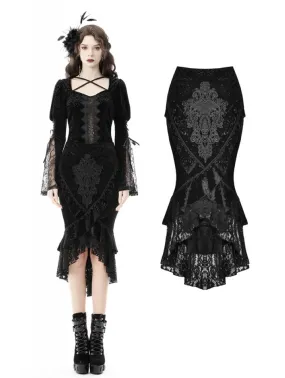 Dark In Love Victorian Gothic Embossed Velvet Jacket - Black