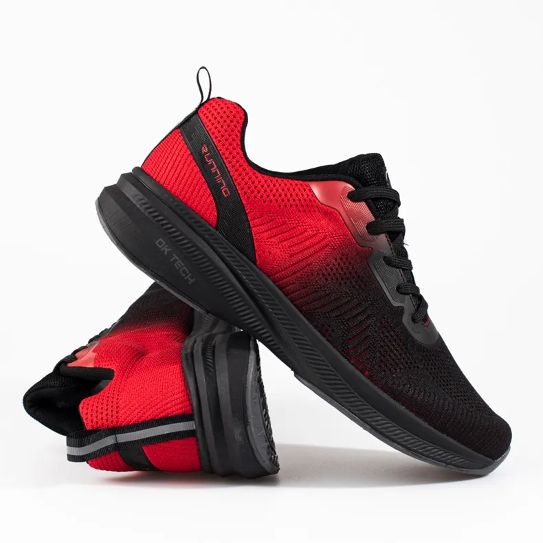 DK Men's Black and Red Athletic Shoes - Black