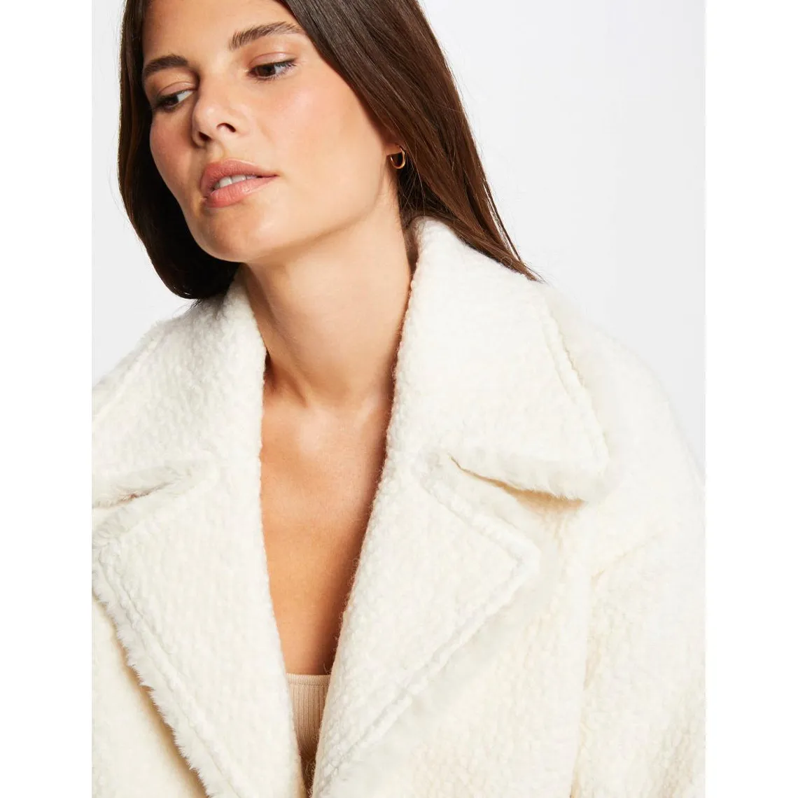 Ecru Faux Fur Oversized Jacket | 3 Suisses