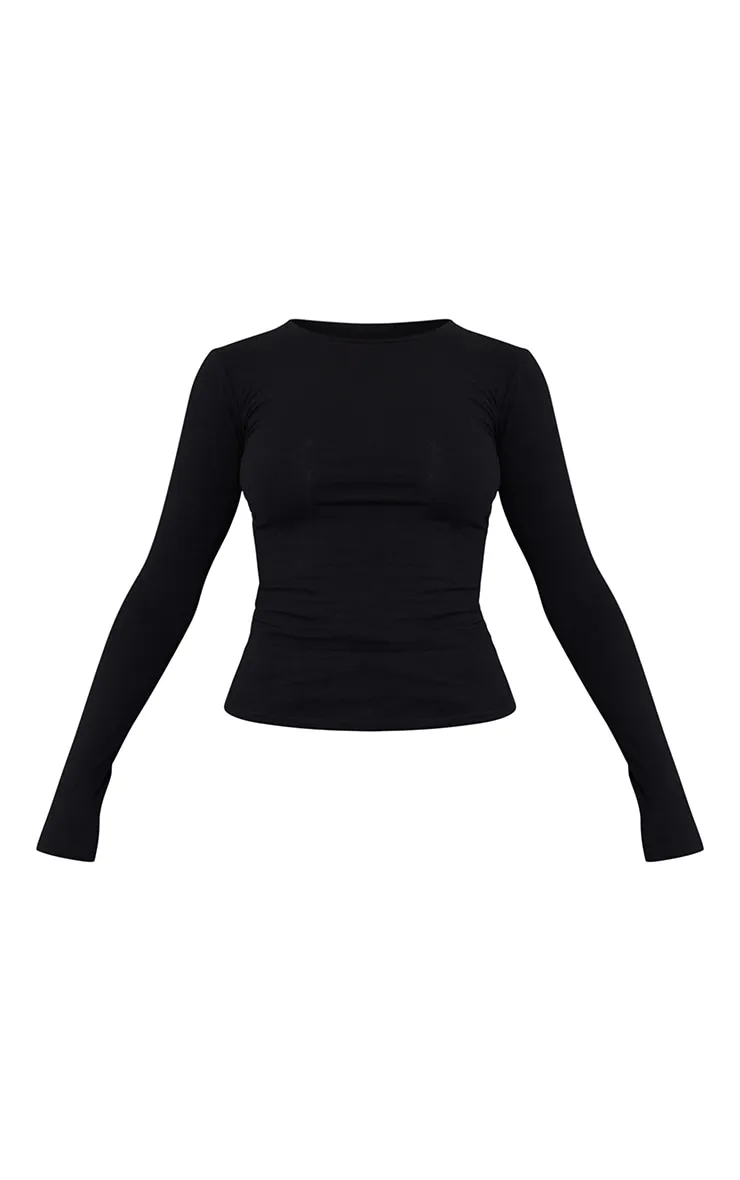 Fitted Black Long Sleeve Essential T-shirt