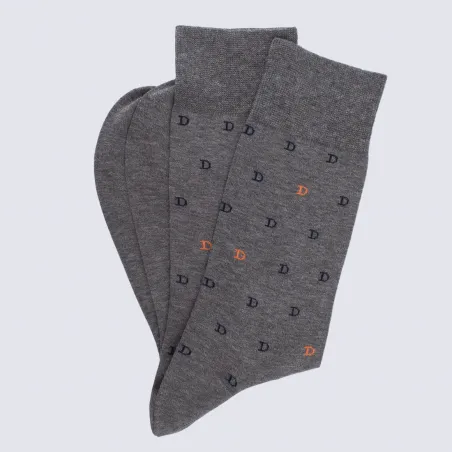 Golden Doré Socks, Men's Gray Cotton Socks with D Pattern | Igert Shoe & Leather Goods.