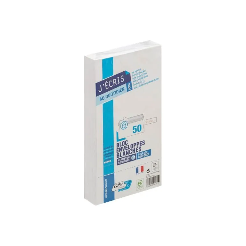 GPV - 50 Enveloppes précasées DL 110 x 220 mm - blanc - bande auto-adhésive
