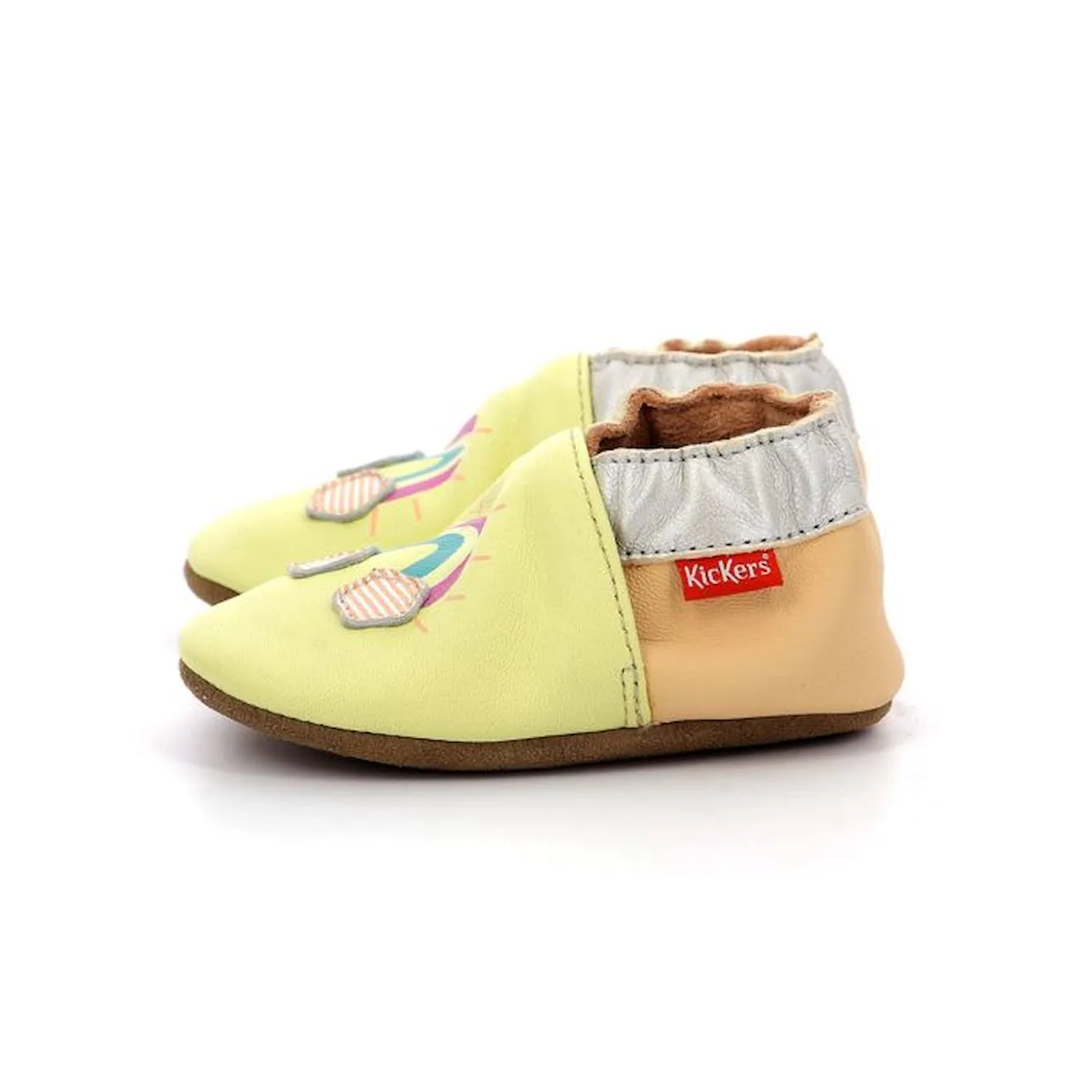 Kickers Kickbaby Rainbo Pink Yellow Slippers - Kickers