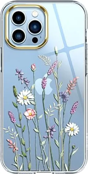 Luolnh compatible avec iphone 13 pro coque avec fleur, pour femmes filles, motif 