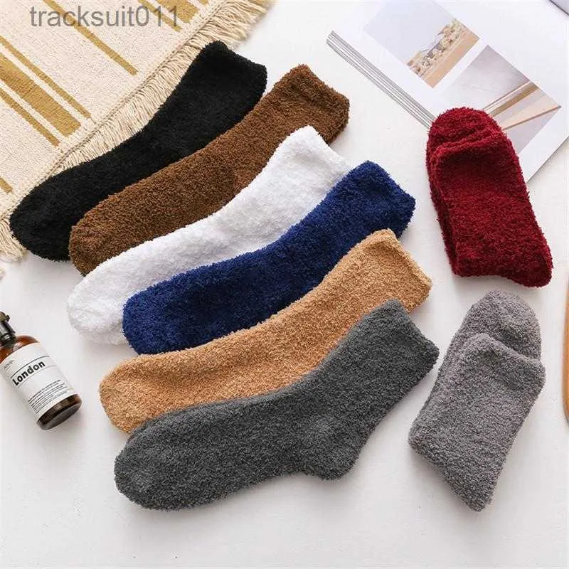 Men's Socks 2022 Fall Winter Thick Casual Women Men Solid Thickening Cotton Blend Socks