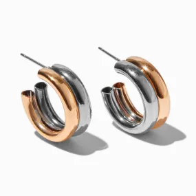 Mixed Metals Huggie Earrings
