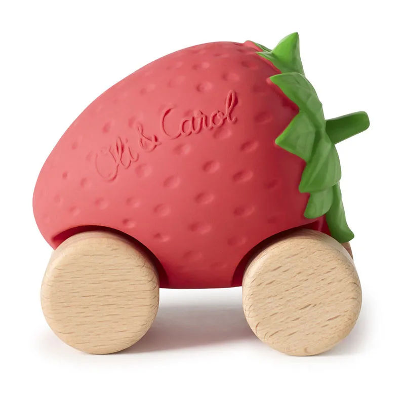 OLI & CAROL - Natural Rubber STRAWBERRY CAR Sweetie - littlecasba.com