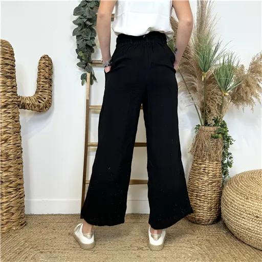 Pantalon en Coton ByOne Noir - Bleu Clair
