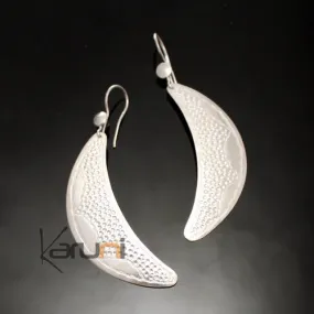 Peul Fulani Mali Silver Plated Moon Earrings
