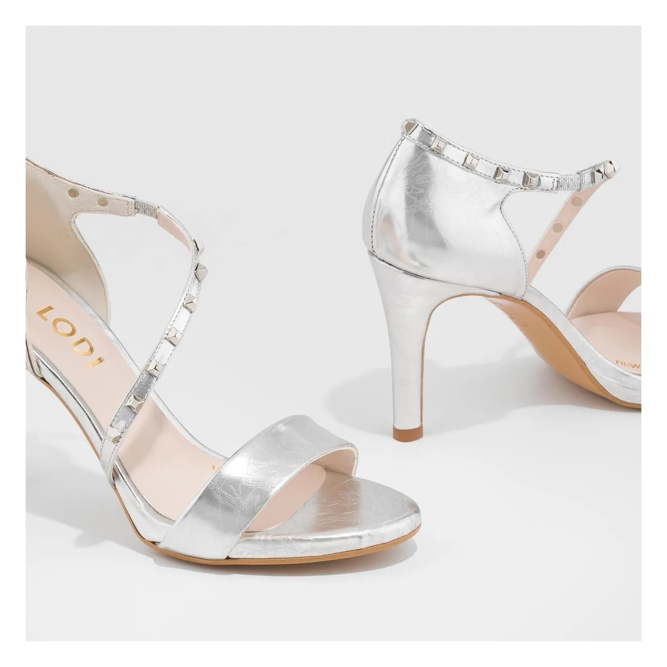Platinum Metallic Leather Sandals by LODI Women's Shoes Online