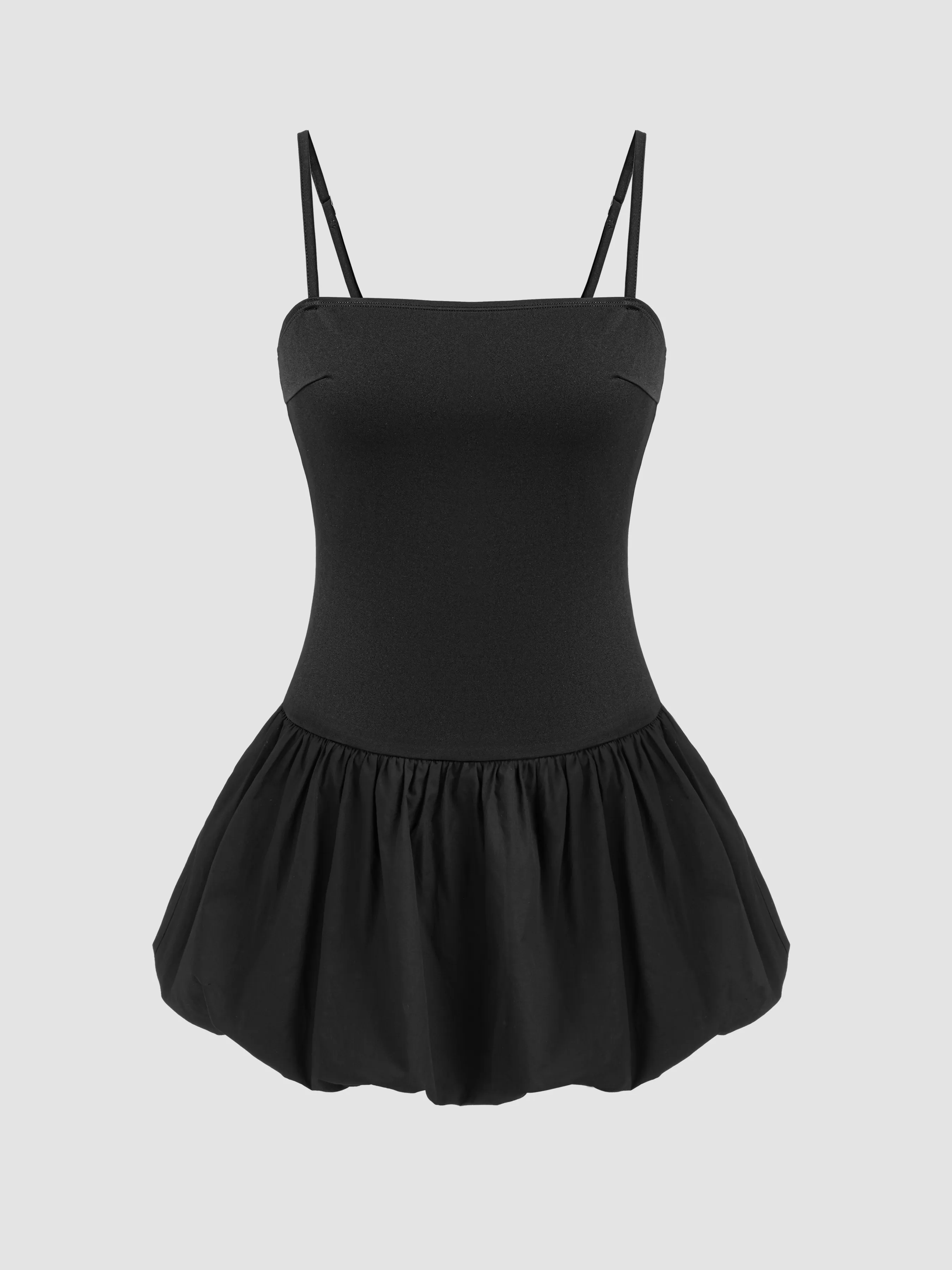 Bubble Hem Sleeveless Mini Cami Dress - Solid Color