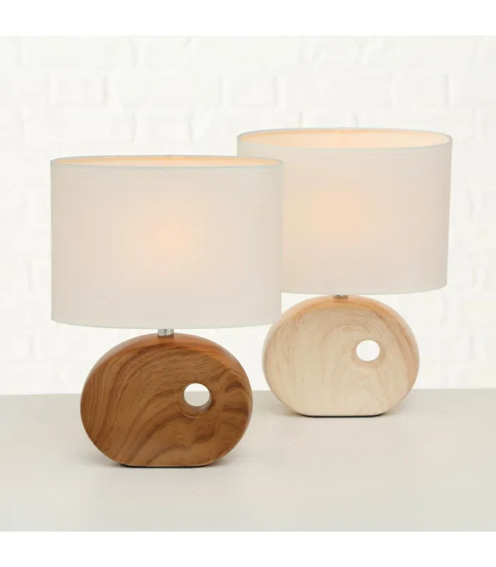 Set de 2 lampes à poser en céramique effet bois