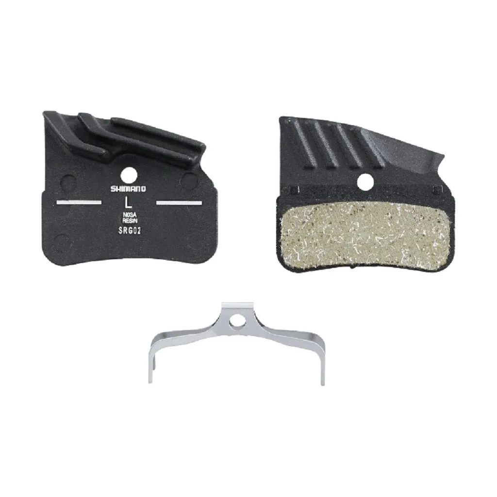 Shimano N03A organic 4-piston disc brake pads.