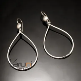 Sterling Silver Earrings 117 Large Slim Drops Ebony Lines