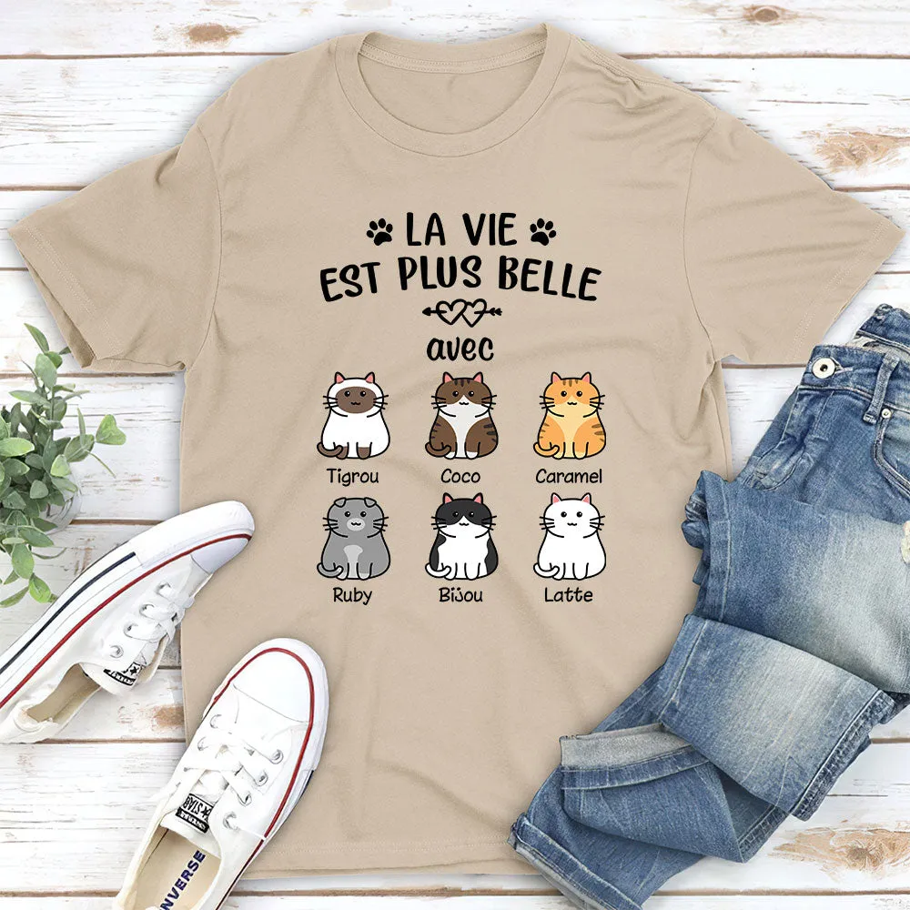 Custom Unisex Cat Lover T-shirt - Life Is Better With Cats