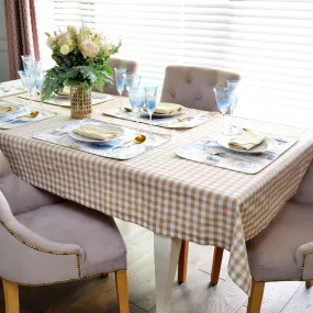 Tablecloth beige gingham - 130 cm x 300 cm