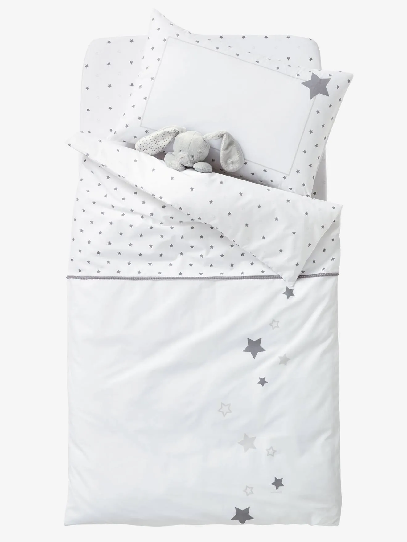 Baby Pillowcase Rain of Stars White/Stars - Vertbaudet