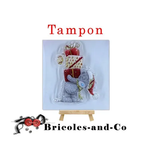Tampon ourson noël cadeaux. pour toute vos créations de noël. taille 8,5cmx 6,5cm .unitaire. n°5030